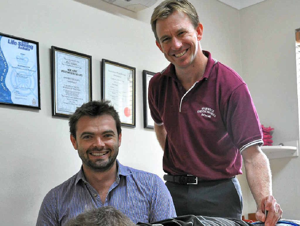 HEALING HANDS: Physiotherapists (from front) Steve Ross, Peter Wallace and Neil Vickers. HEALING HANDS: Physiotherapists (from front) Steve Ross, Peter Wallace and Neil Vickers.